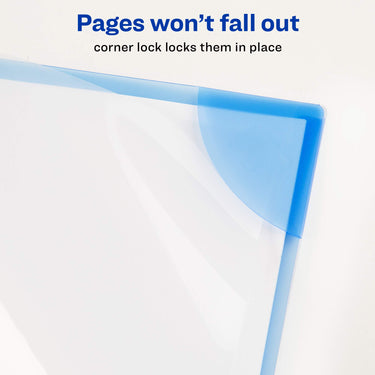 Avery Corner Lock Document Sleeves, Holds up to 20 Sheets, Assorted Colors, 6 Plastic Sleeves (72262) 6 Covers